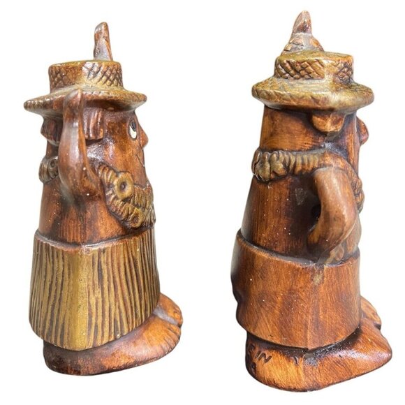 Vintage TIKI Man and Woman Salt Pepper Shaker Set - Made in USA. No Stoppers - Picture 4 of 9